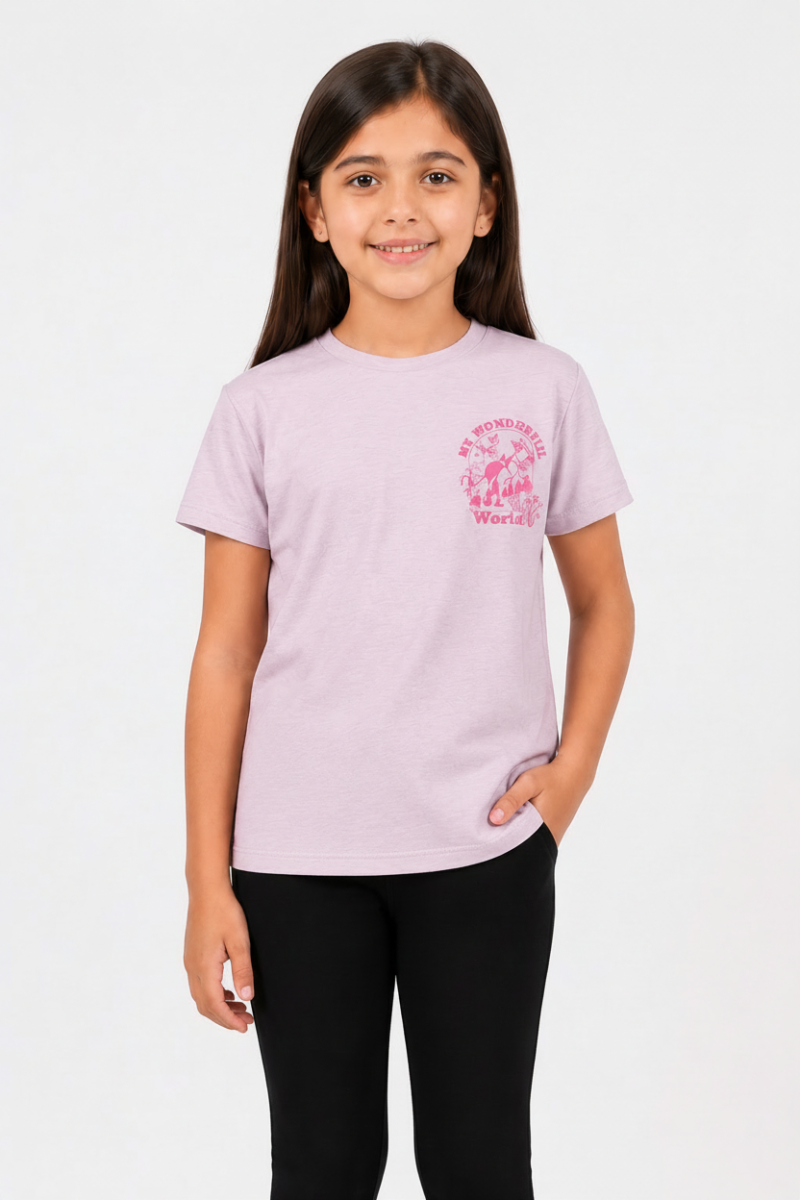 Girls T-Shirt — "In Wonderful World" Animal | Shirt Only