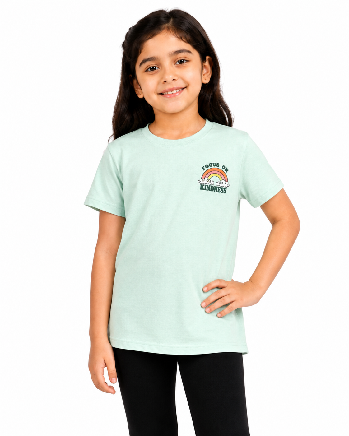 Girls T-Shirt — "Focus On Kindness" Rainbow | Shirt Only
