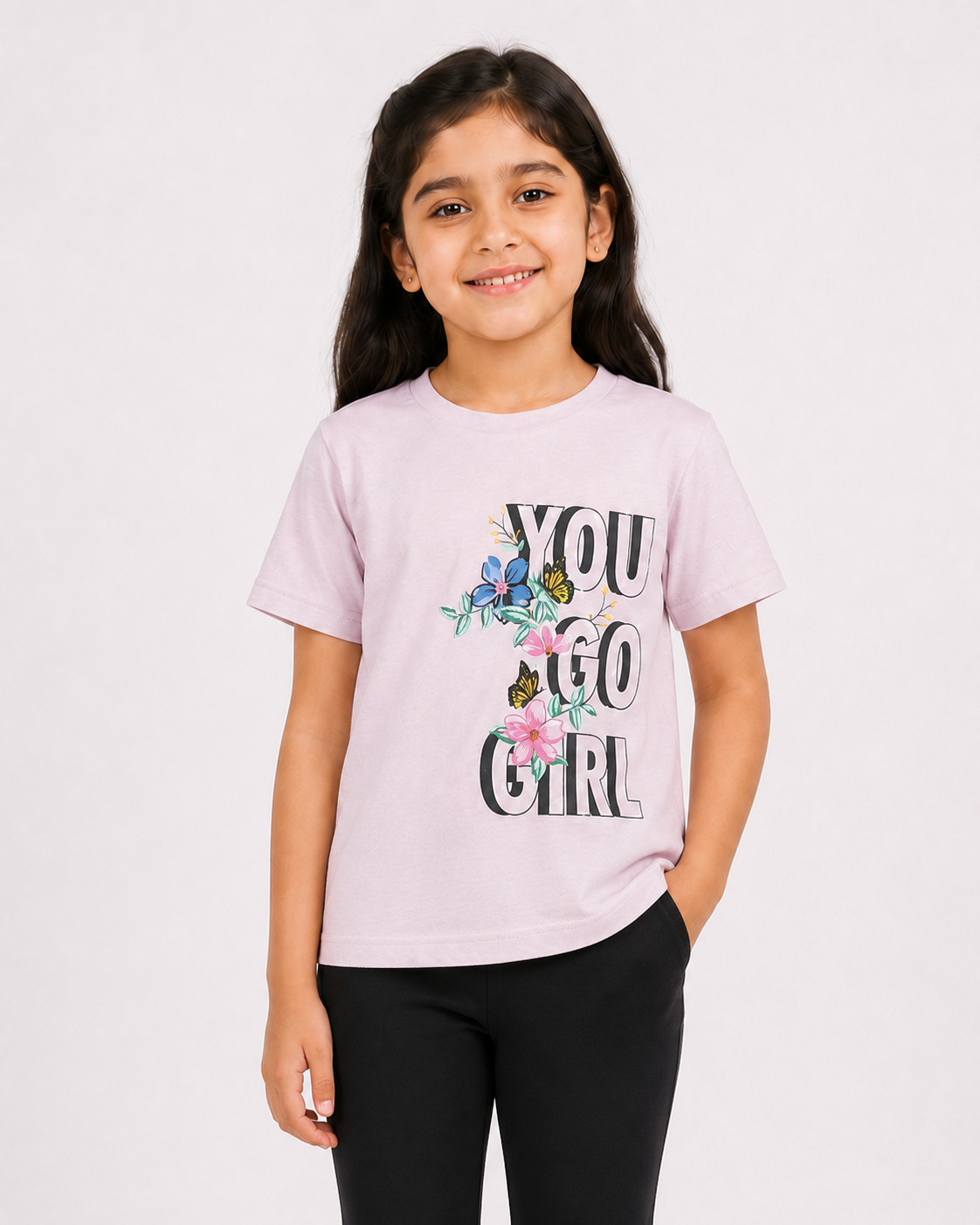 Girls T-Shirt — "You Go Girl" Floral | Shirt Only