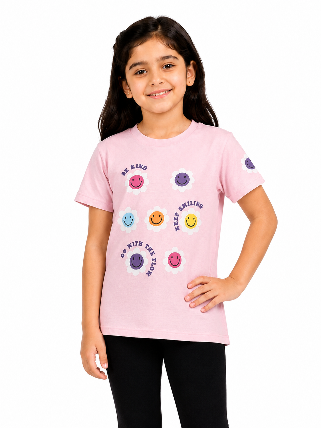 Girls T-Shirt — "Be Kind" Smiley | Shirt Only