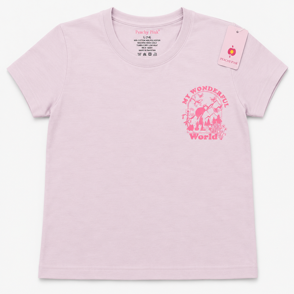Girls T-Shirt — "In Wonderful World" Animal | Shirt Only