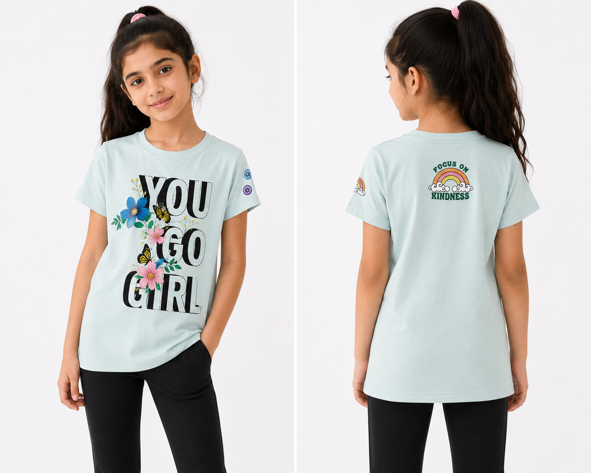 Girls T-Shirt — "Focus On Kindness" Rainbow | Shirt Only