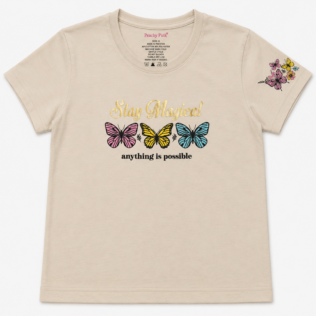 Girls T-Shirt — "Stay Magical" Butterfly | Shirt Only
