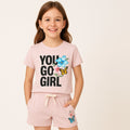 Girls Tee + Short Set — "You Go Girl" Floral | Style 2