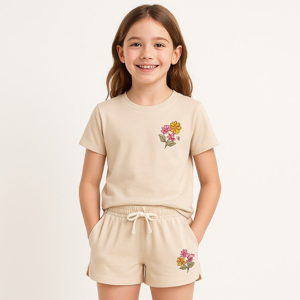 Girls Tee + Short Set — Floral Bouquet | Style 3